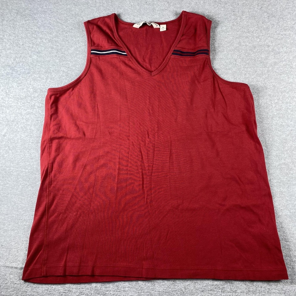 Tommy Hilfiger Tank Top Womens 3X Red Striped V Neck Sleeveless Casual‎ Basic